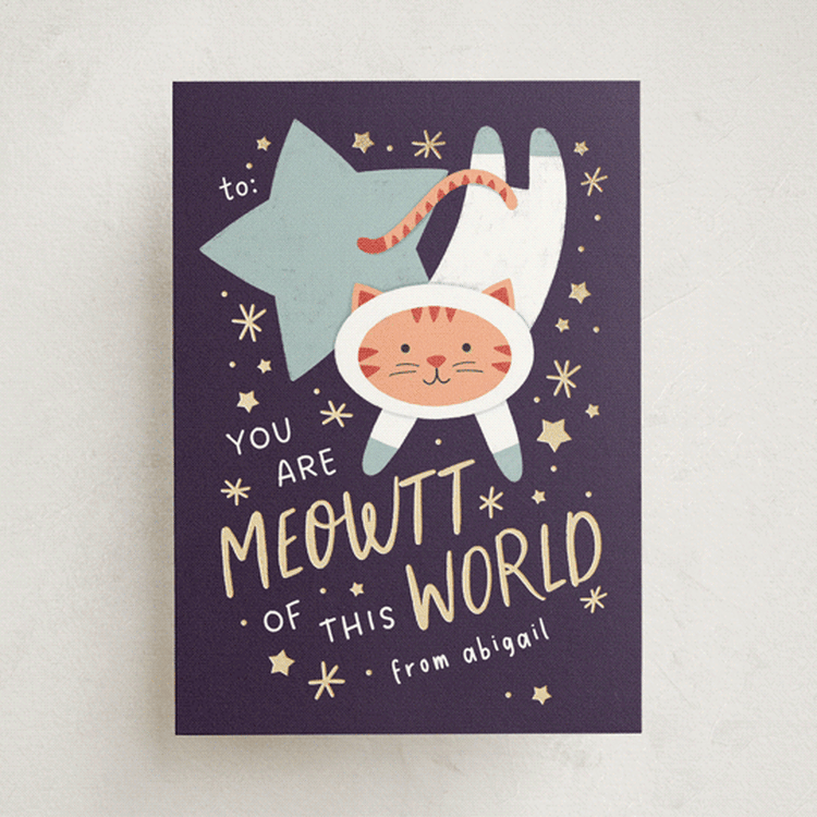 "Meowtt of This World" - Classroom Valentines in Pool by JeAnna Casper - Front