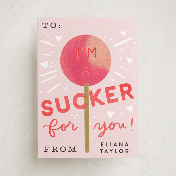 "Sucker for you" - Classroom Valentines in Rose by Alethea and Ruth - Front