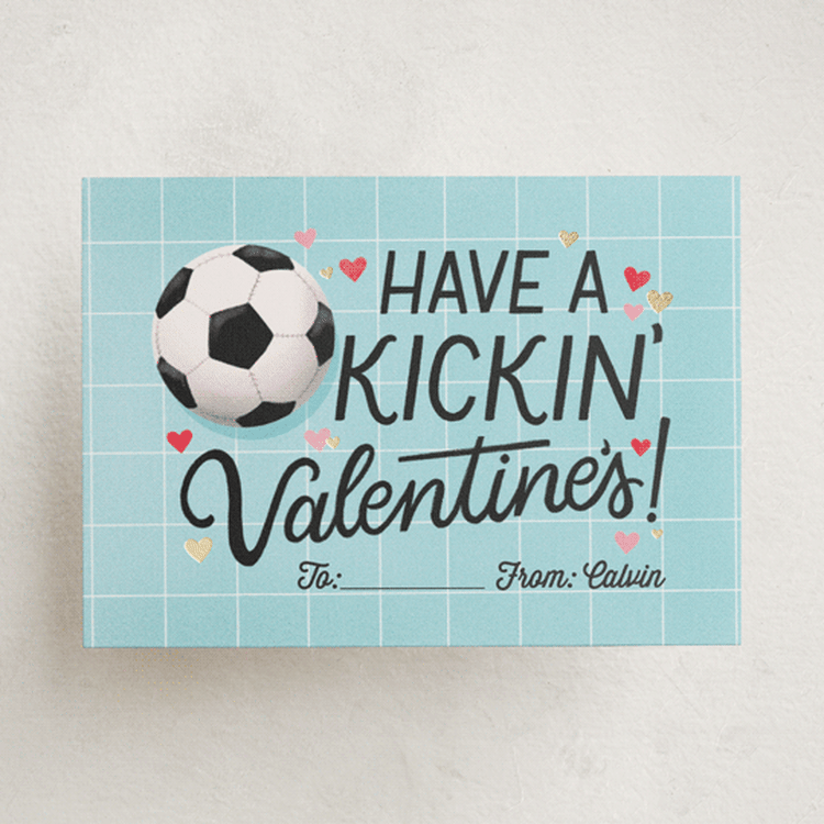 "Have a Kickin' Valentines" - Classroom Valentines in Powder Blue by Meagan Griffin - Front