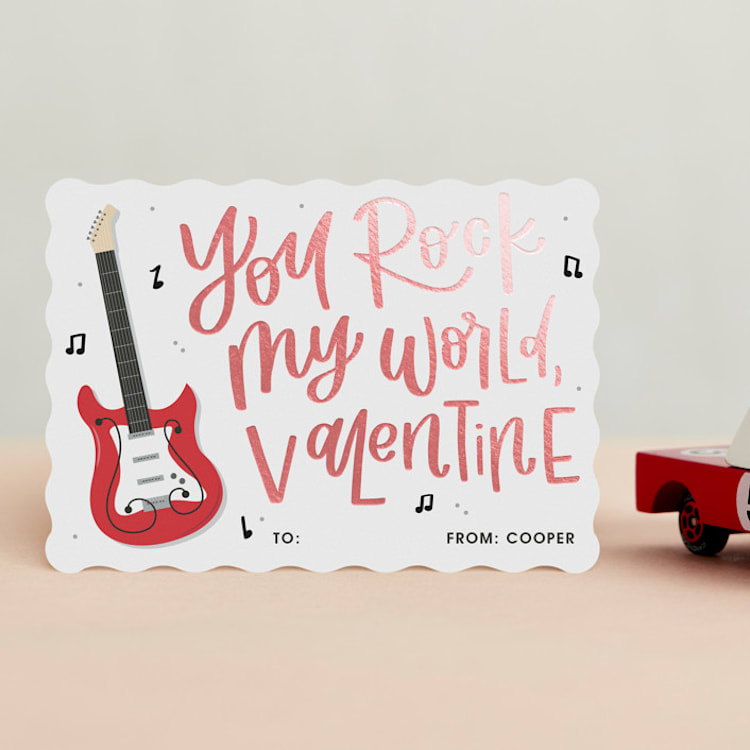 "Rock My World" - Classroom Valentines in Cherry by Olivia Goree - Front