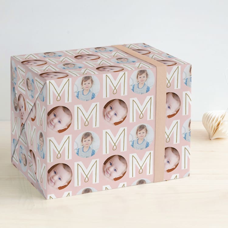 "MOM" - Personalized Wrapping Paper in Cotton Candy by Lauren Chism - Front
