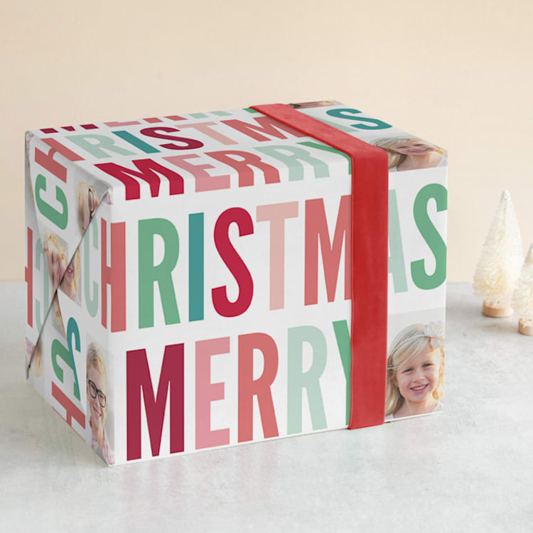 "Happy Lettering" - Personalized Wrapping Paper in Fruit Punch by Jessie Steury - Front