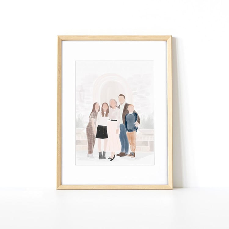 "Modern Family Portrait, framed 8x10, Digital Painting Commission" - Commissioned Original Painting in multicolor by Lauren Perkins