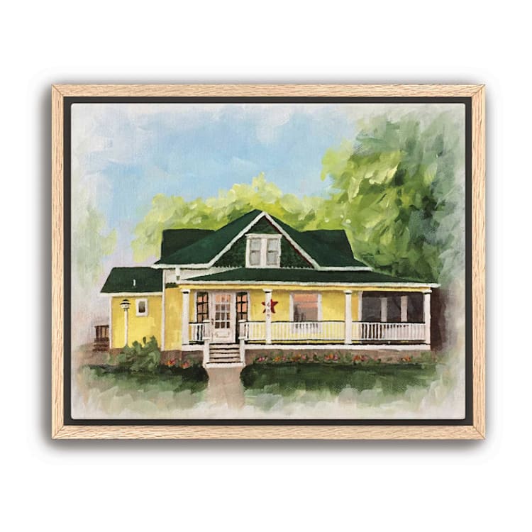 "Painterly House Portrait, 11x14", Painting Commission" - Commissioned Original Painting in multicolorassorted-colors by Holly Whitcomb