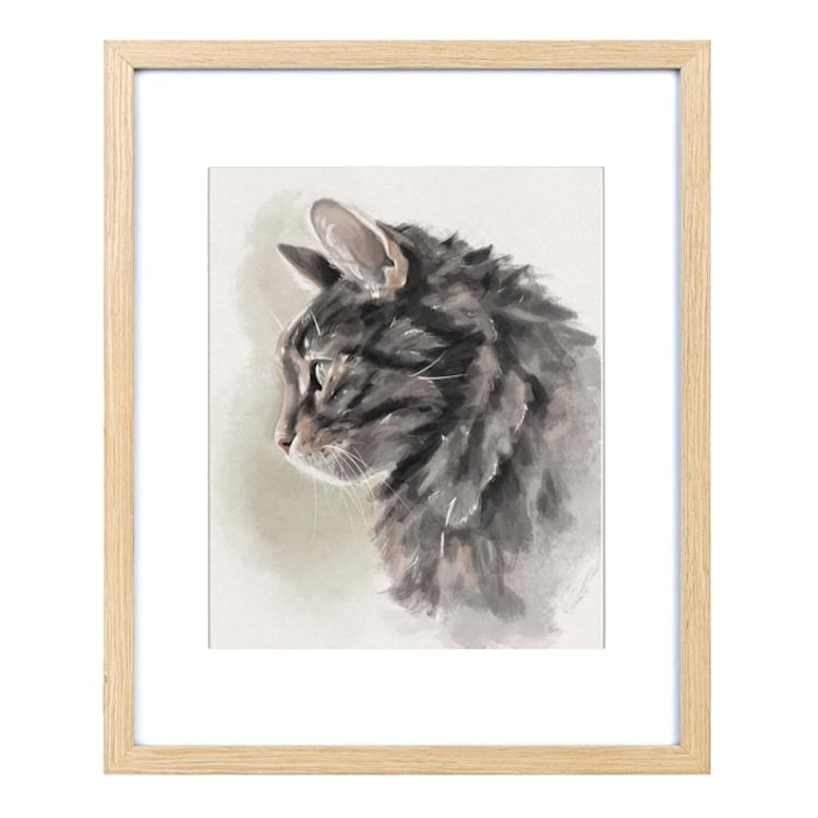 "Custom Printed Digital Pet Portrait, 8x10in., Painting Commission" - Commissioned Original Painting in multicolor by The Pink Parakeet