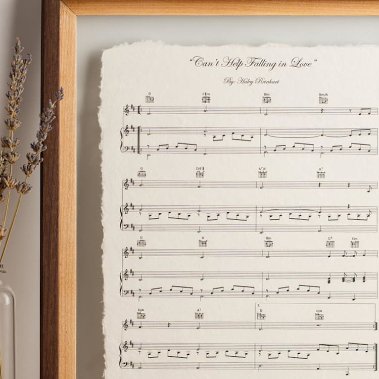 "Your First Dance Music Sheet on Handmade Cotton Paper Professional Framed!" - Commissioned Original Painting in natural by Ellie OBrien