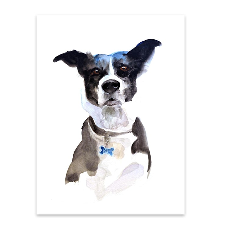 "Watercolor Dog Portrait, 9x12", Commission Painting" - Commissioned Original Painting in multicolorassorted-colors by Nate Abell