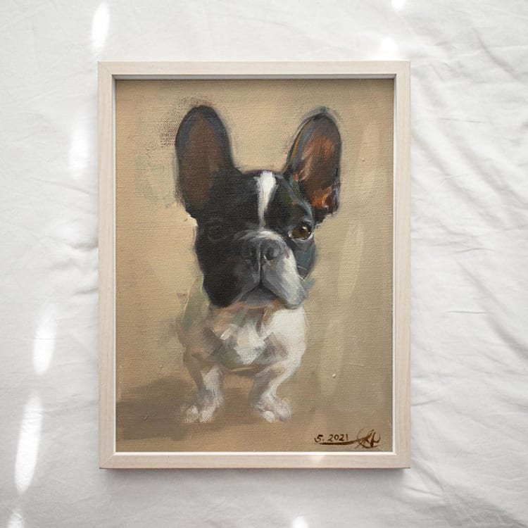 "Figurative Pet Portrait, 11"x14", Painting Commission" - Commissioned Original Painting in multicolorassorted-colors by jinseikou