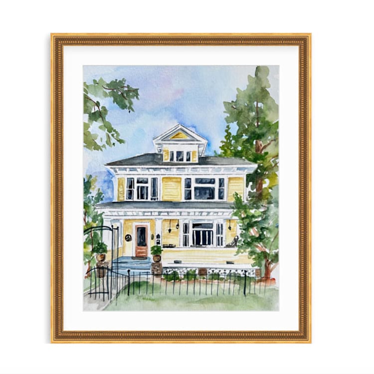 "Watercolor House Portrait 11 X 14, Custom Painting" - Commissioned Original Painting in multicolorassorted-colors by Sarah Hall