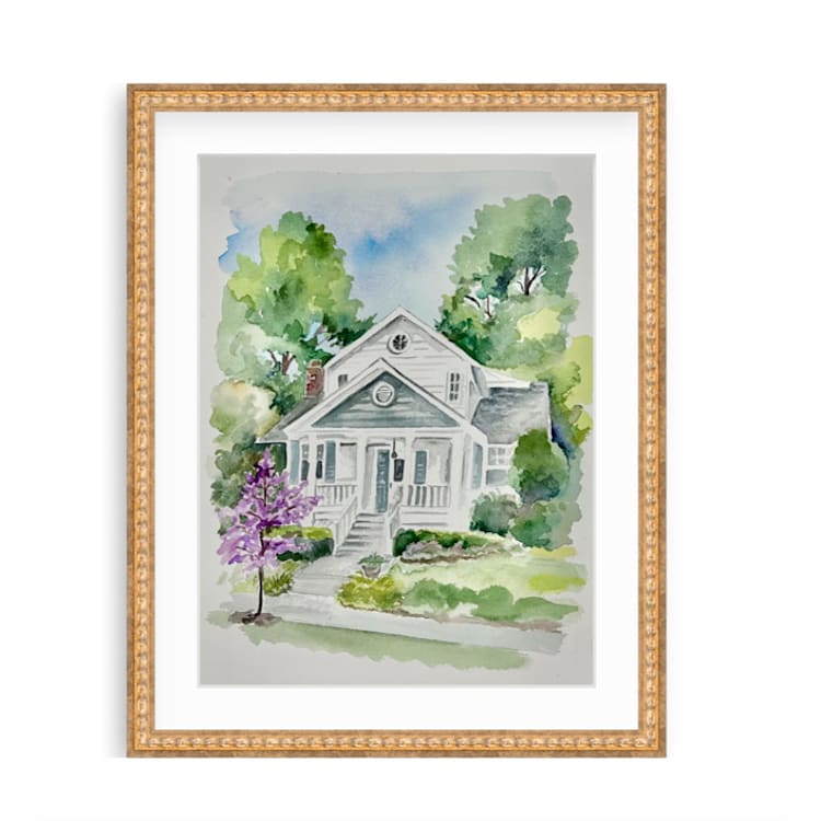 "Commissioned Watercolor House Portrait 8x10 inches" - Commissioned Original Painting in multicolorassorted-colors by Sarah Hall