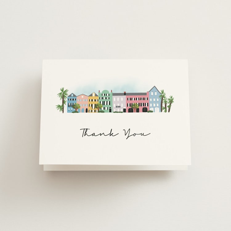 "Rainbow Row Weekend" - Bachelorette Party Thank You Cards in Cloud by Becky Nimoy - Front