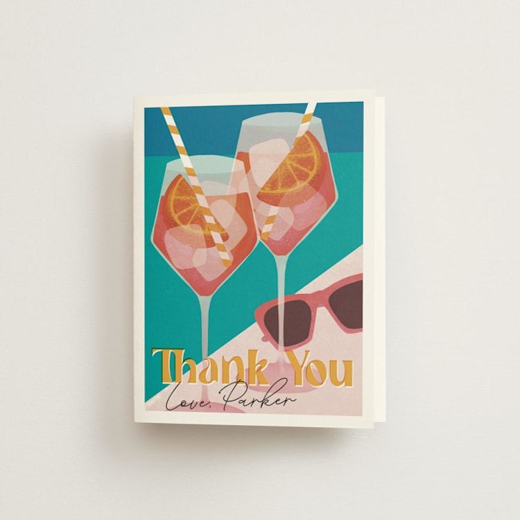 "Putting on the Spritz" - Bachelorette Party Thank You Cards in Hollywood by Jenna Holcomb - Front