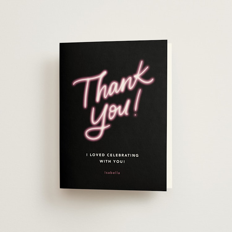 "Miami Neon" - Bachelorette Party Thank You Cards in Midnight by Cindy Reynolds - Front