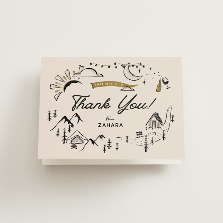"Girls Gone Wild" - Bachelorette Party Thank You Cards in Champagne by Kelsey Mucci - Front