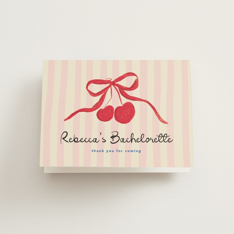 "Mon cherie" - Bachelorette Party Thank You Cards in Cherry by Creo Study - Front