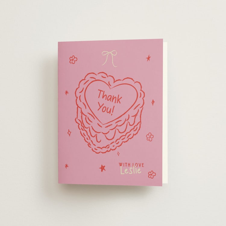 "Dancing Queen" - Bachelorette Party Thank You Cards in Pretty in Pink by Helena Vitto - Front