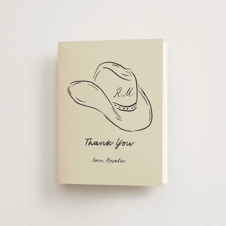 "Lariat" - Bachelorette Party Thank You Cards in Sand by Jelena Vuletic - Front