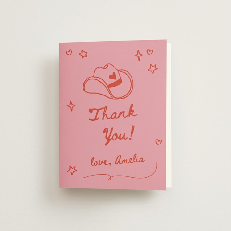 "cowboy club" - Bachelorette Party Thank You Cards in Cherry by Jennifer Lew - Front