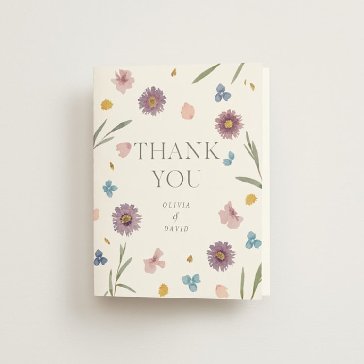 "Petals" - Engagement Party Thank You Cards in Lily by Christy Hy Lee - Front