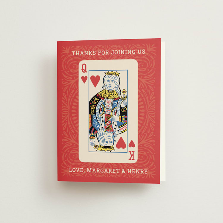 "Lucky in Love" - Engagement Party Thank You Cards in Hearts by Paper Sun Studio - Front