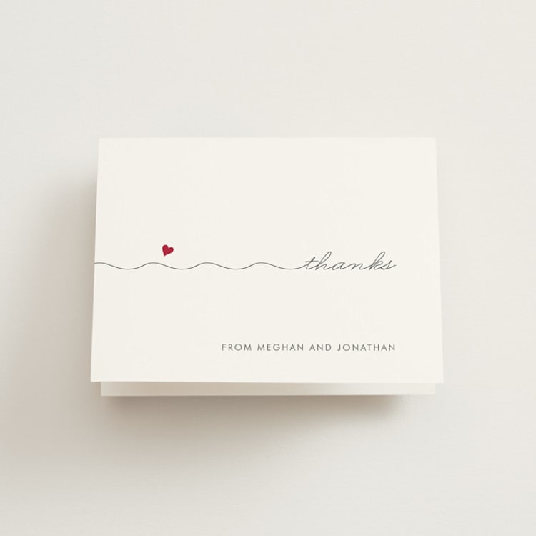 "Love Connection" - Engagement Party Thank You Cards in Red Hot by Kim Dietrich Elam - Front