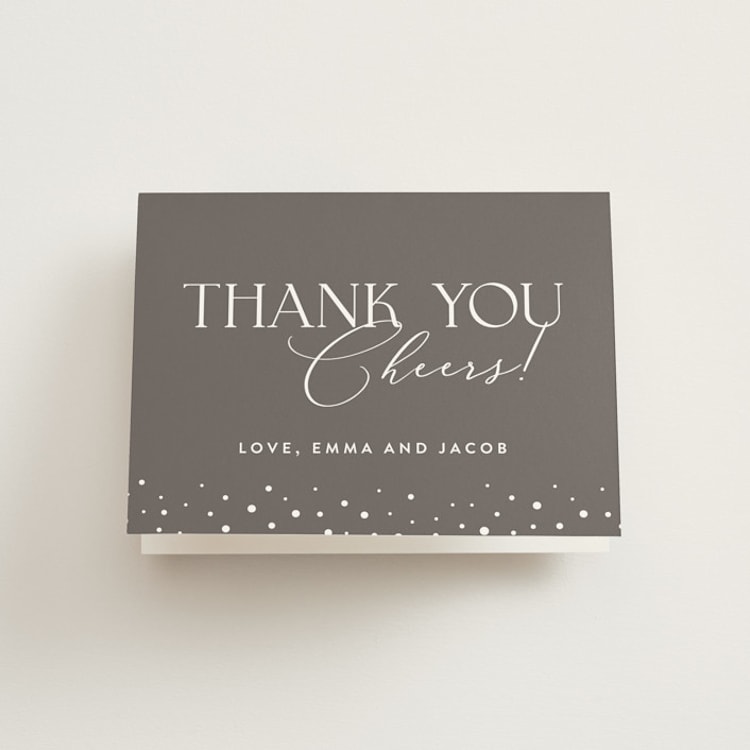 "Let's Raise a Glass" - Engagement Party Thank You Cards in Buttercream by Lisa Assenmacher - Front