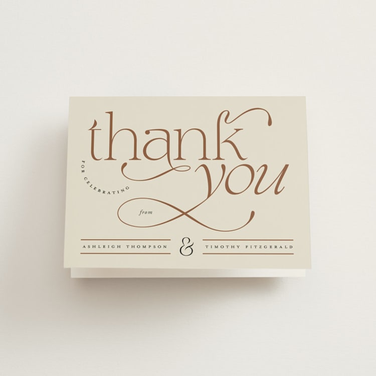 "Boho Swashes" - Engagement Party Thank You Cards in Almond by Heather Schertzer - Front