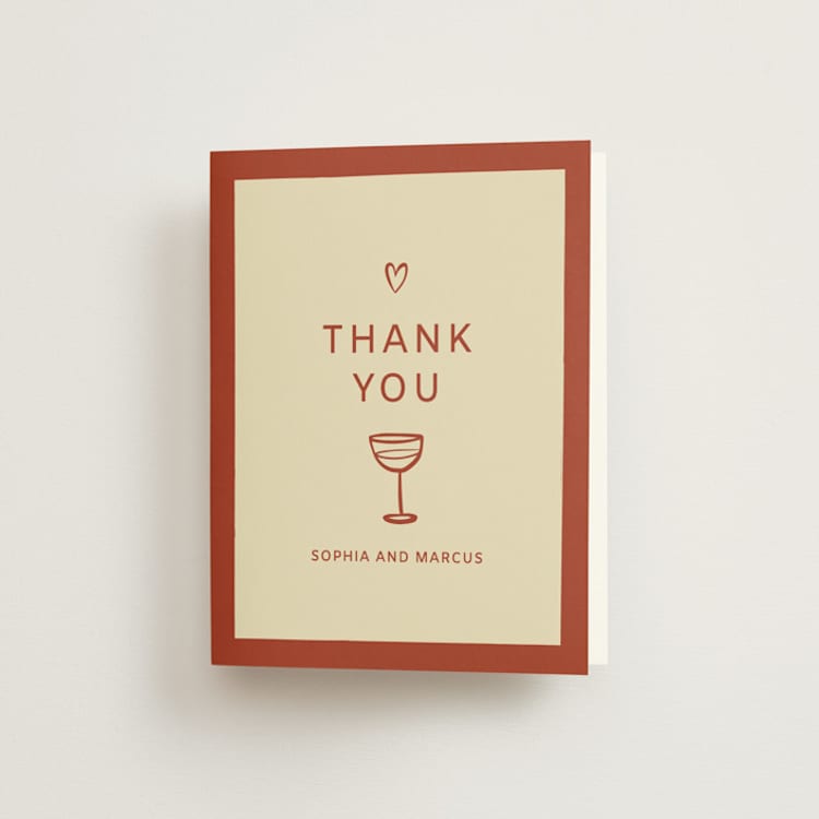 "Bottles of Love" - Engagement Party Thank You Cards in Rust by Ani Somi - Front