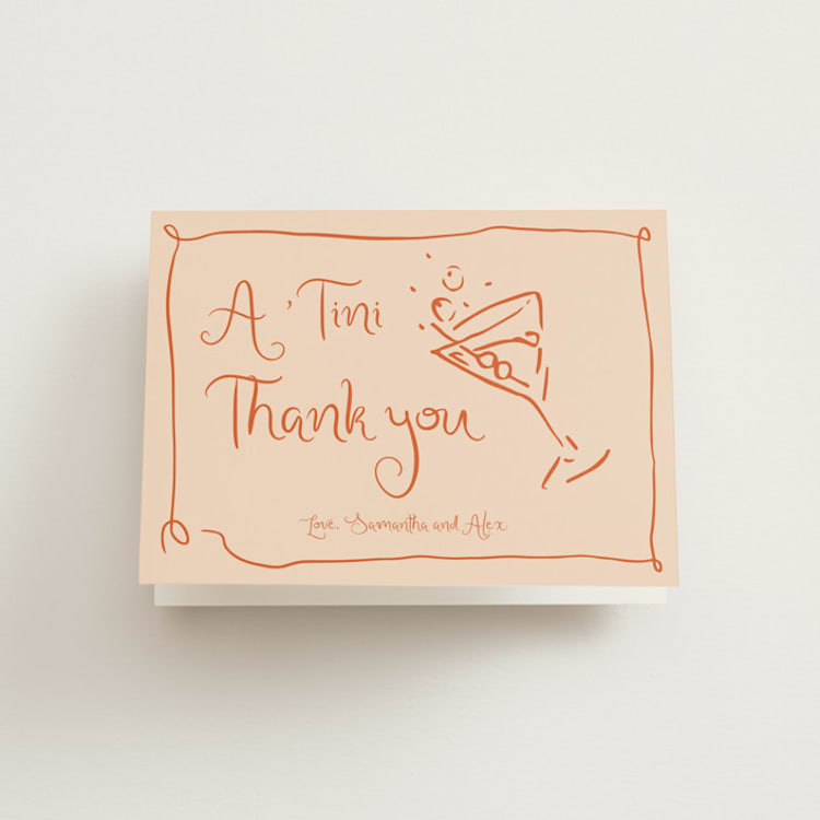 "A 'Tini Bridal Shower" - Engagement Party Thank You Cards in Verona by Cotton and Bow - Front