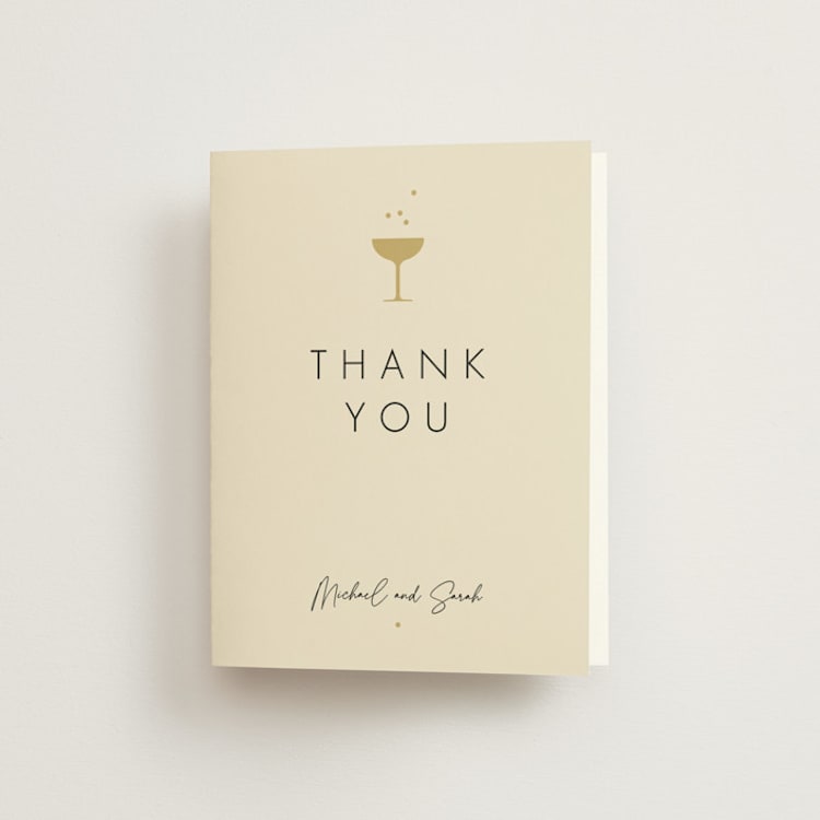 "A Little Shindig" - Engagement Party Thank You Cards in Champagne by mo kelley - Front