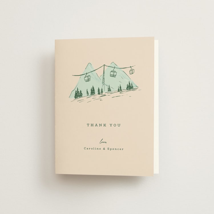 "Apres Yes" - Engagement Party Thank You Cards in Alpine by Vera Lim - Front