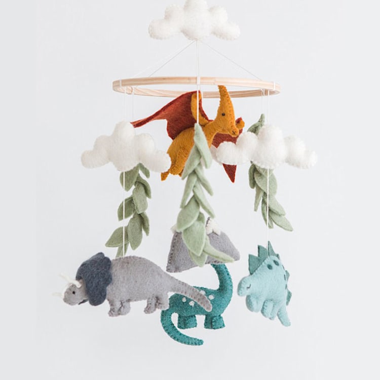 "Dinosaur Mobile" - Hanging Mobile in multicolor by Nivas Collection