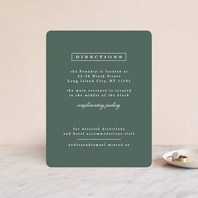 "Roman Shade" - Direction Cards in Evergreen by Carrie ONeal - Front
