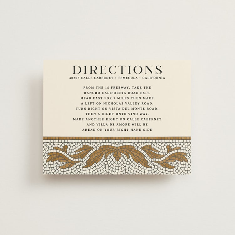 "Floral mosaic" - Direction Cards in Sand by GeekInk Design - Front