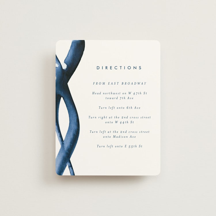 "Wedded Watercolor" - Direction Cards in Ocean by Mary Gaspar - Front