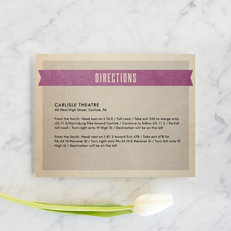 "Wedding Vinyl" - Direction Cards in Purple Jelly by Dawn Jasper - Front