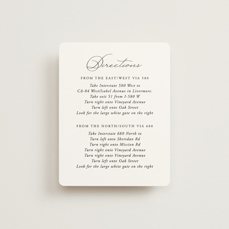 "Organza" - Direction Cards in Linen by Jill Means - Front