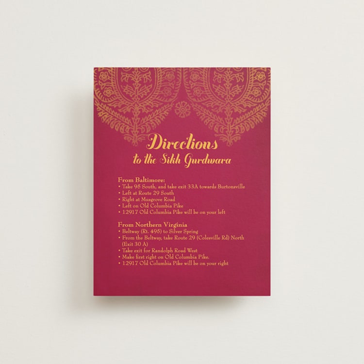 "Anand Karaj" - Direction Cards in Coral by Ann Gardner - Front