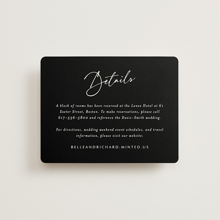 "Belle Romance" - Direction Cards in Onyx by Katherine Moynagh - Front