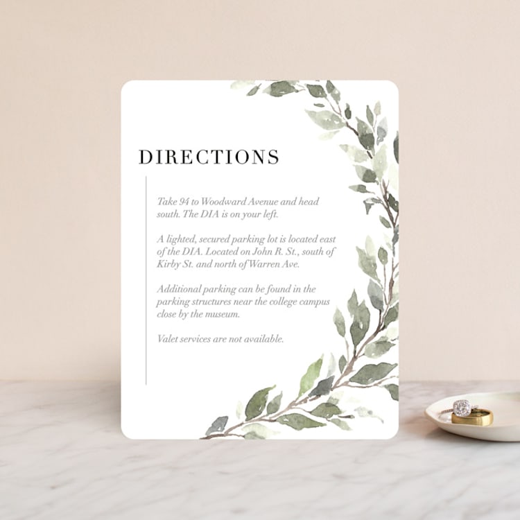 "Watercolor Wreath" - Direction Cards in Linen by Katrina Crouch - Front