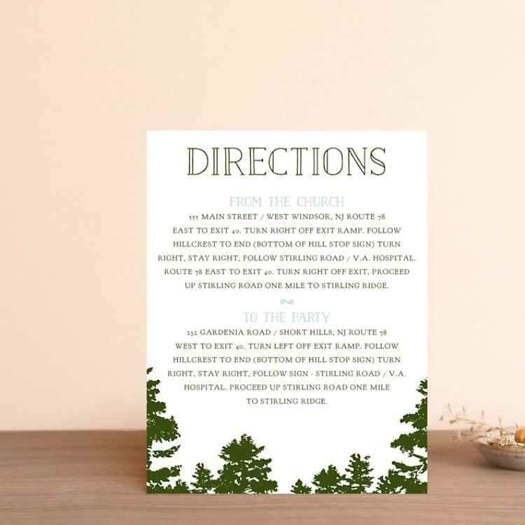 "Mountain View" - Direction Cards in Pine Green by Ariel Rutland - Front