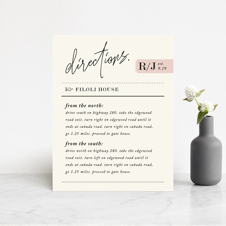 "A Storybook Wedding" - Direction Cards in Blush by Katy Shen - Front