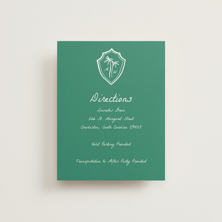 "Palm Tree Crest" - Direction Cards in Palm by Erika Firm - Front