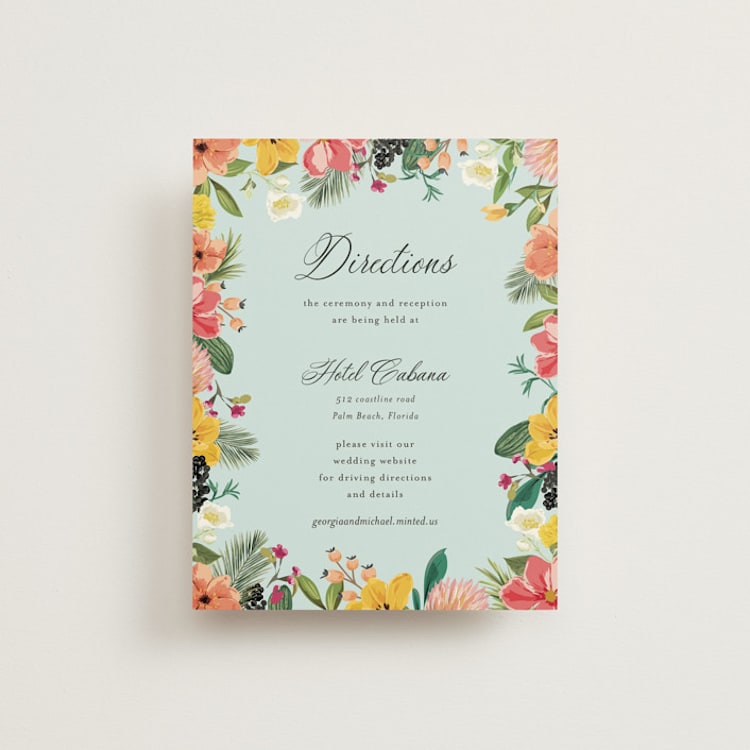 "Tropical Crest" - Direction Cards in Papaya by Susan Moyal - Front