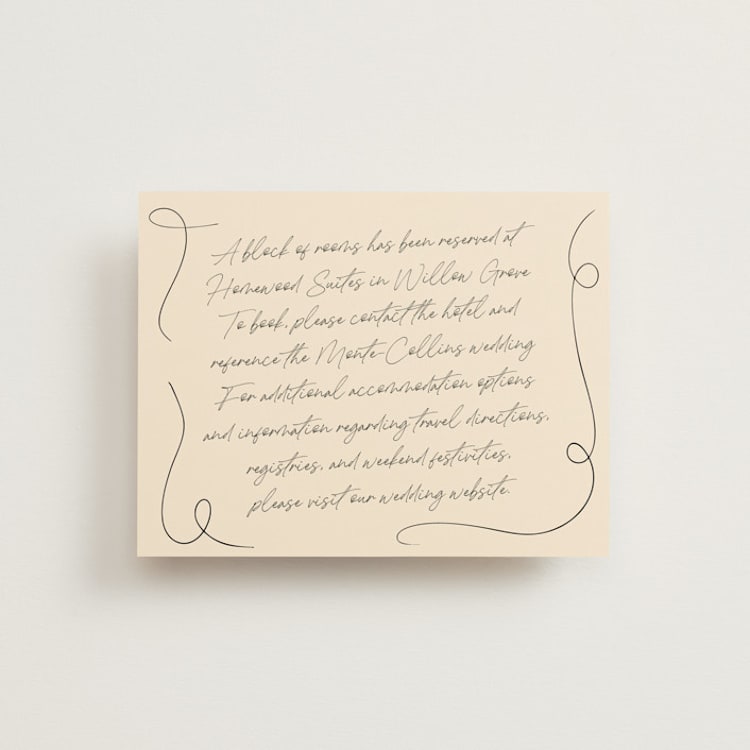 "French Whimsy Script" - Direction Cards in Champagne by Wallace Design Co. - Front