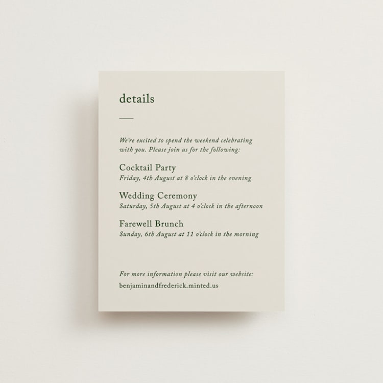 "Editorial" - Direction Cards in Forest by Bethan - Front