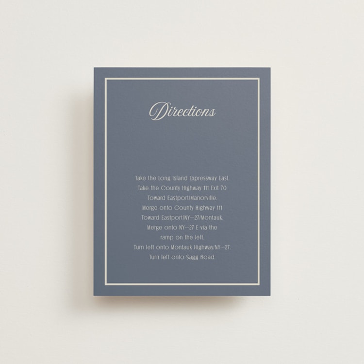 "Ritzy" - Direction Cards in French Blue by Nicoletta Savod - Front