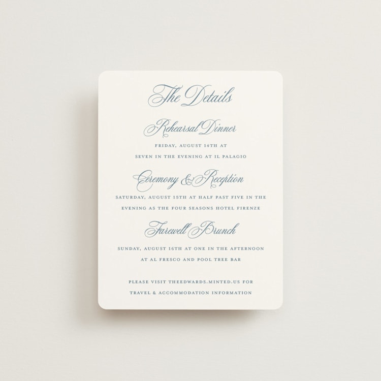 "Empire" - Direction Cards in Dusty Blue by Jennifer Postorino - Front