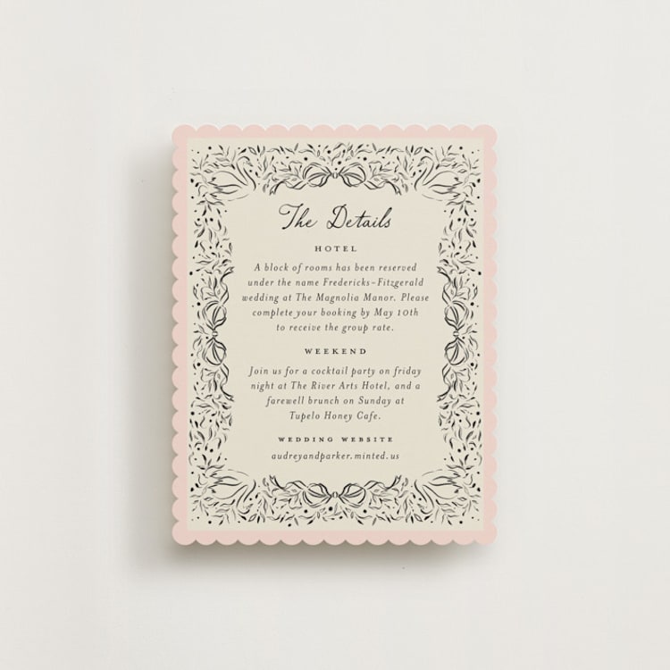 "Hand Illustrated Crest" - Direction Cards in Peony by Jackie Crawford - Front