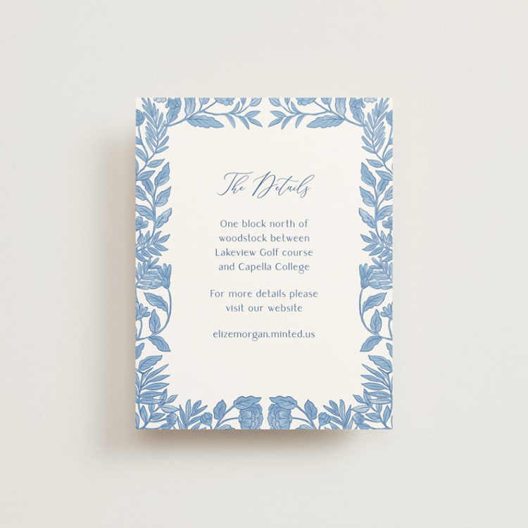 "Porcelain Floral" - Direction Cards in Porcelain by Elly - Front
